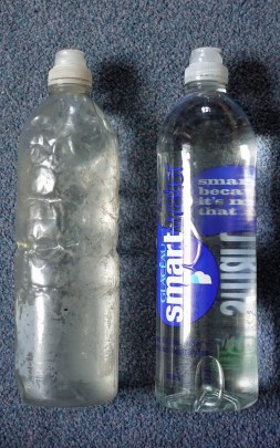On hikes over many months, disposable bottles can wear out and require changing. Replacement botle for one that sprung a leak after three months of daily use