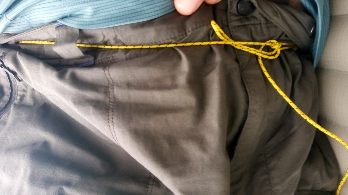 On a five mile hike in 2018 Three Points of the Compass lost so much weight that town trousers became too loose to wear and had to be cinched up with a quilt cord to prevent offending sensibilities