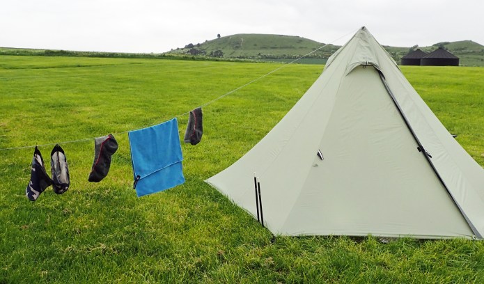 Gear drying on final day of The Ridgeway. Town Farm campsite, below Ivinghoe Beacon 2016