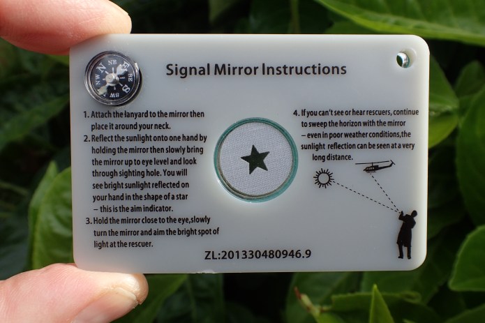 Acrylic signal mirror with mini compass