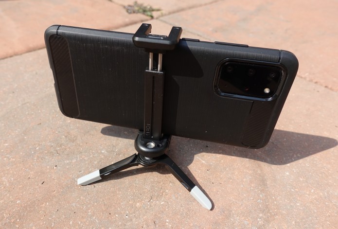 Though low to the ground, the combination of Joby mini-tripod and Joby GripTight phone clamp enable independent photography