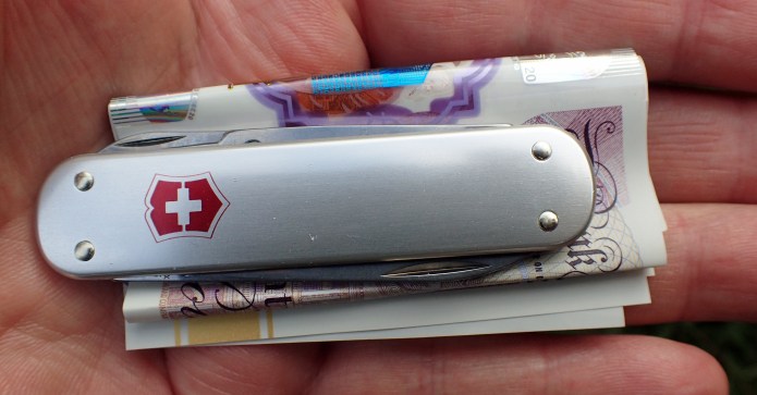 A couple of notes tucked into the clip, not how Three Points of the Compass likes to carry money