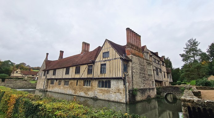 13th century medieval Ightham Mote is passed twice on route 11 in Kent Walks Pathfinder Guide