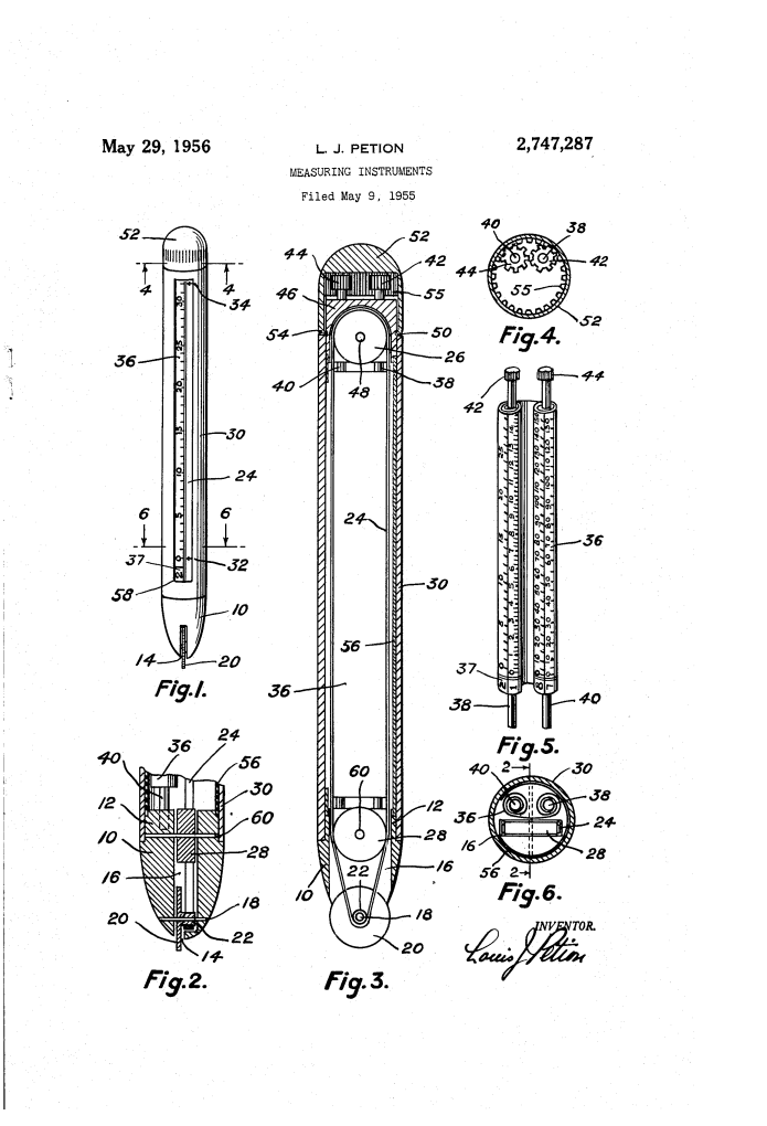 Patent- US2747287-drawings of measuring device