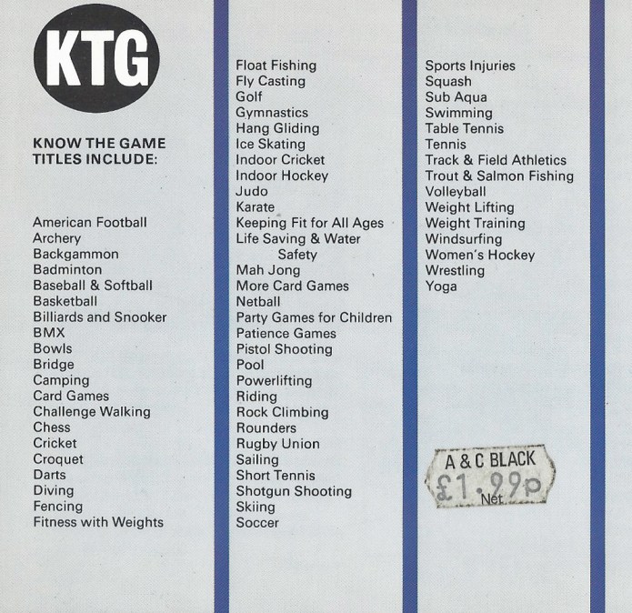 1991 listing of Know the Game series
