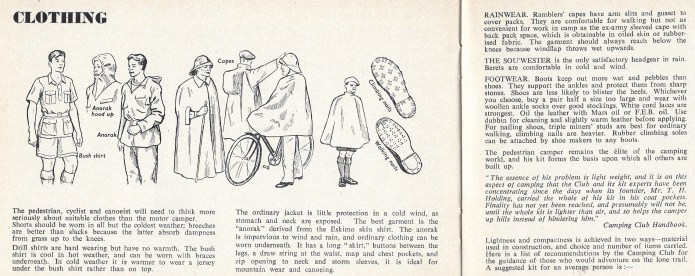 Suggest clothing from Know the Game- Camping, 1956