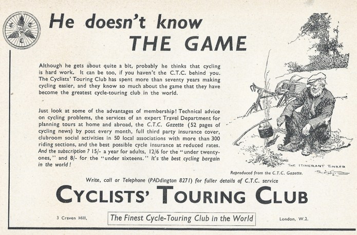 Advertisement from 1952 volume Know the Game- Cycling