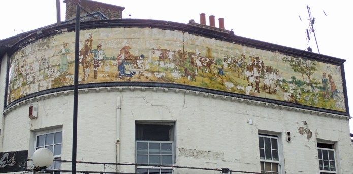 England's longest pub sign- showing a rural scene on the Old Kent Road