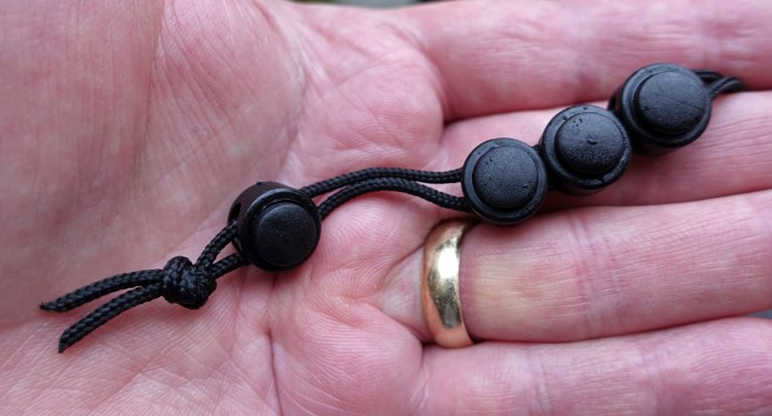 Sprung cord locks can be used instead of beads