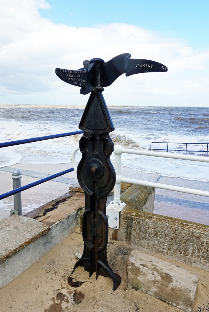 'Rowe' type milepost photographed at Minehead, the end of Offa's Dyke Path, walked in 2018