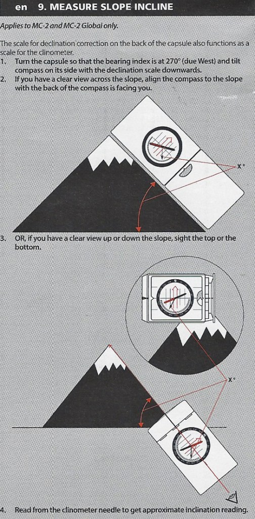Measuring slope angles with Suunto MC-2 clinometer