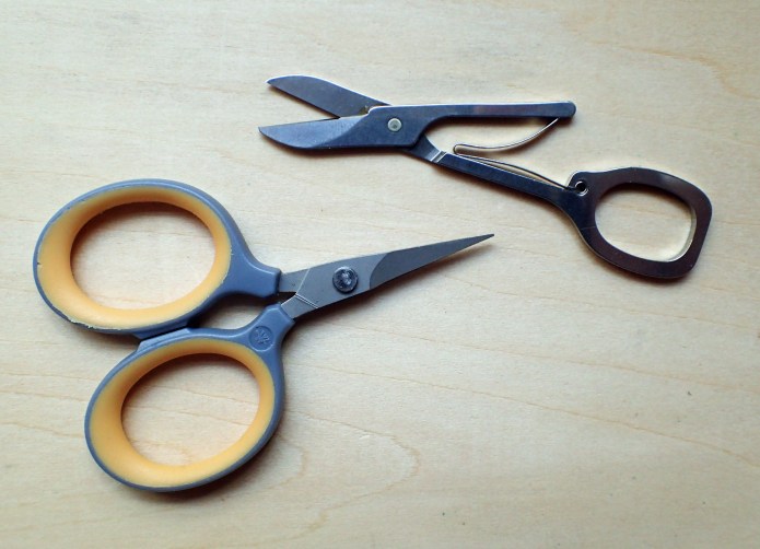 Wstcott titanium embroidery scissors and Victorinox SwissCard scissors