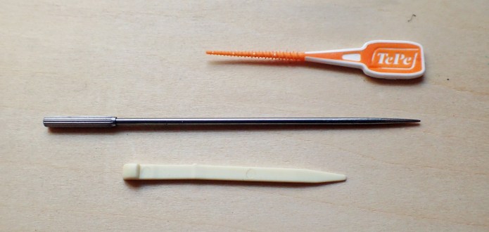 TePe plastic toothpick, titanium toothpick and plastic toothpick from Victorinox Classic