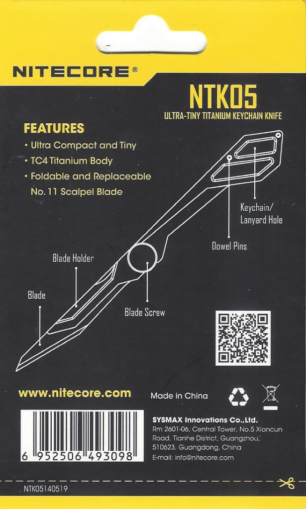 Packaging for Nitecore NTK05