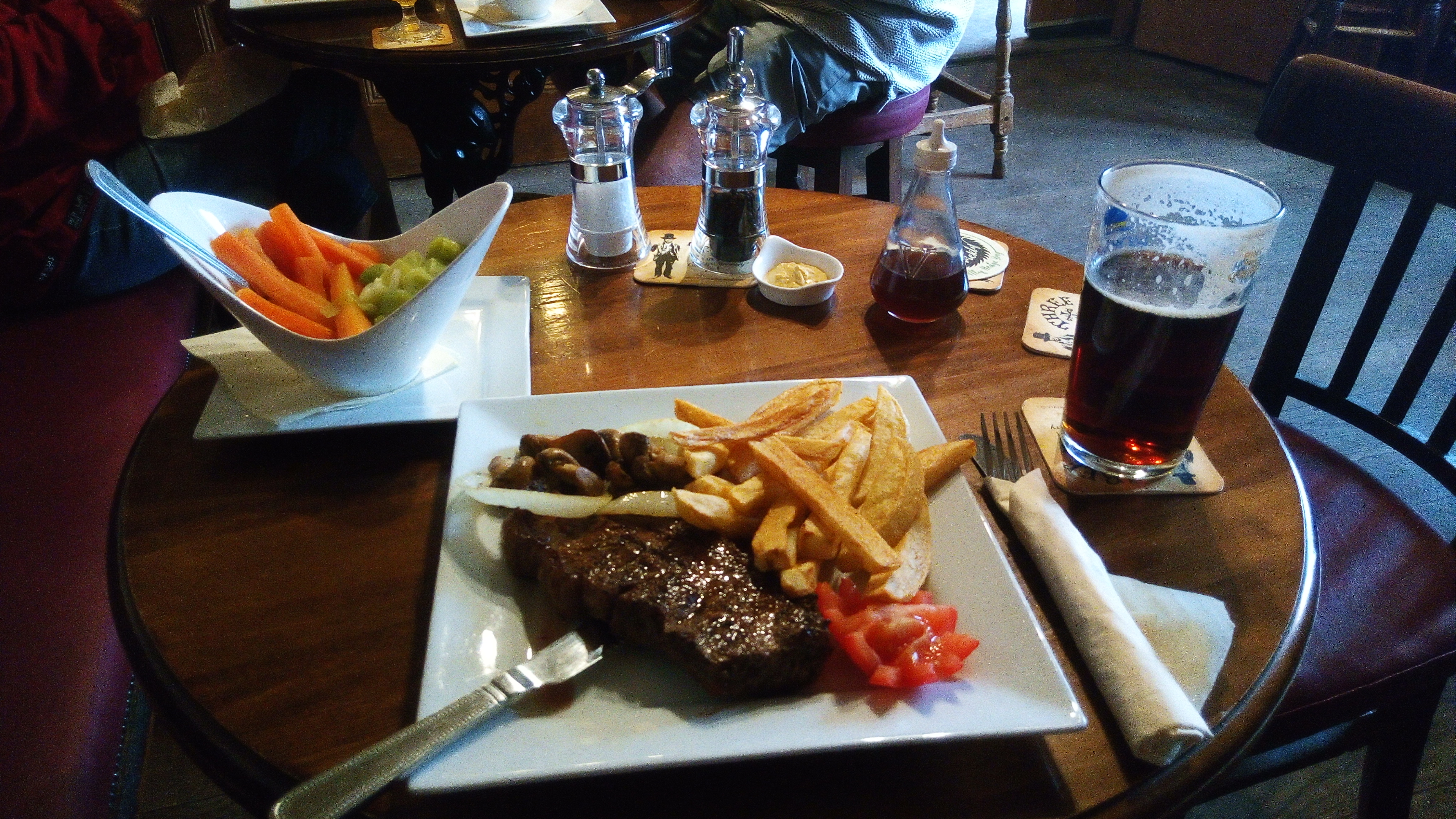 Steak and chips on South West Coast Path- with extra side order of steamed vegetables