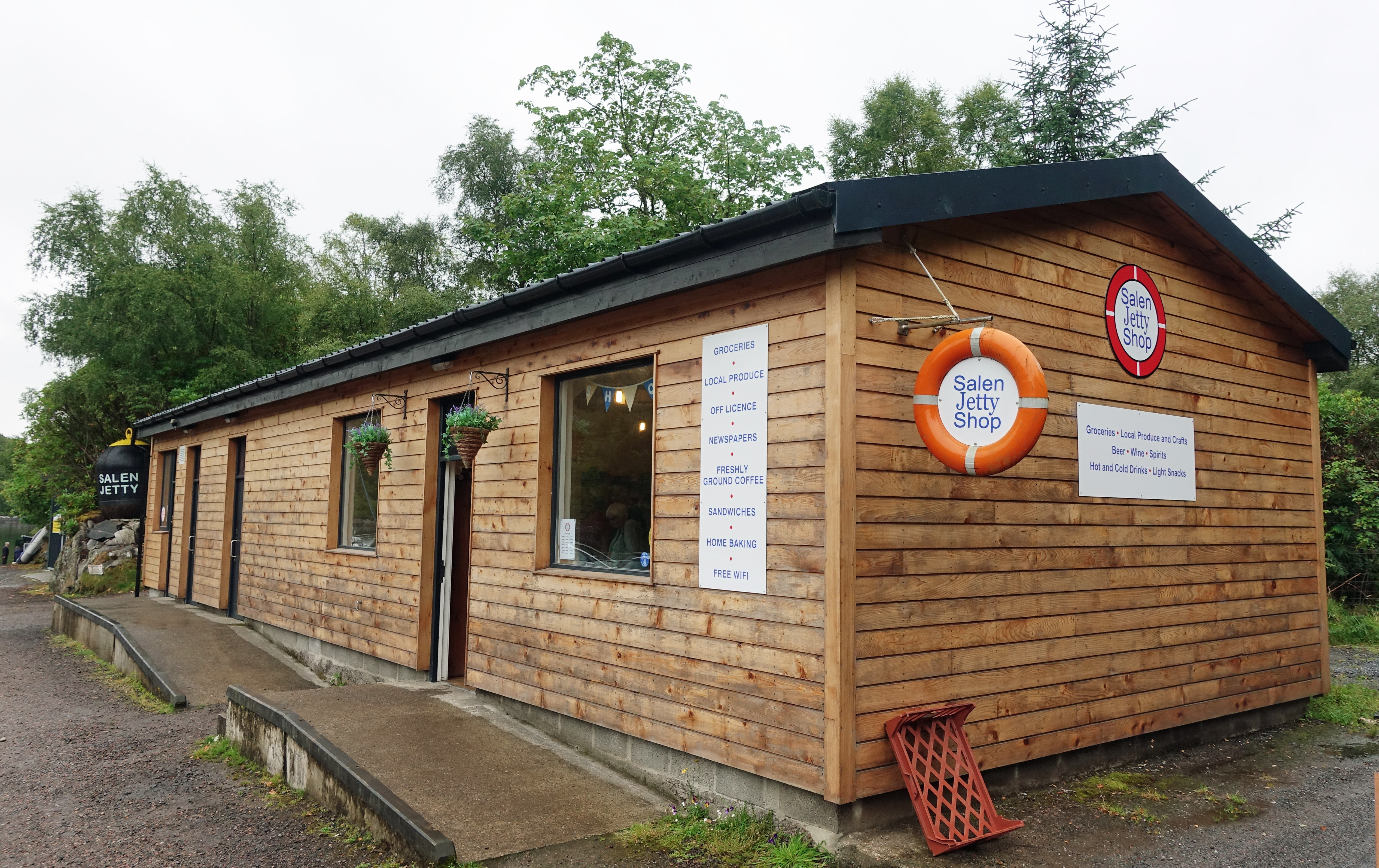 It mostly the boatng crowd, motorcyclists and owners of moterhomes that call in to the Jetty Stores at Salen on the Ardnamuchan Peninsula. Few hikers pass this way, but it was a popping in
