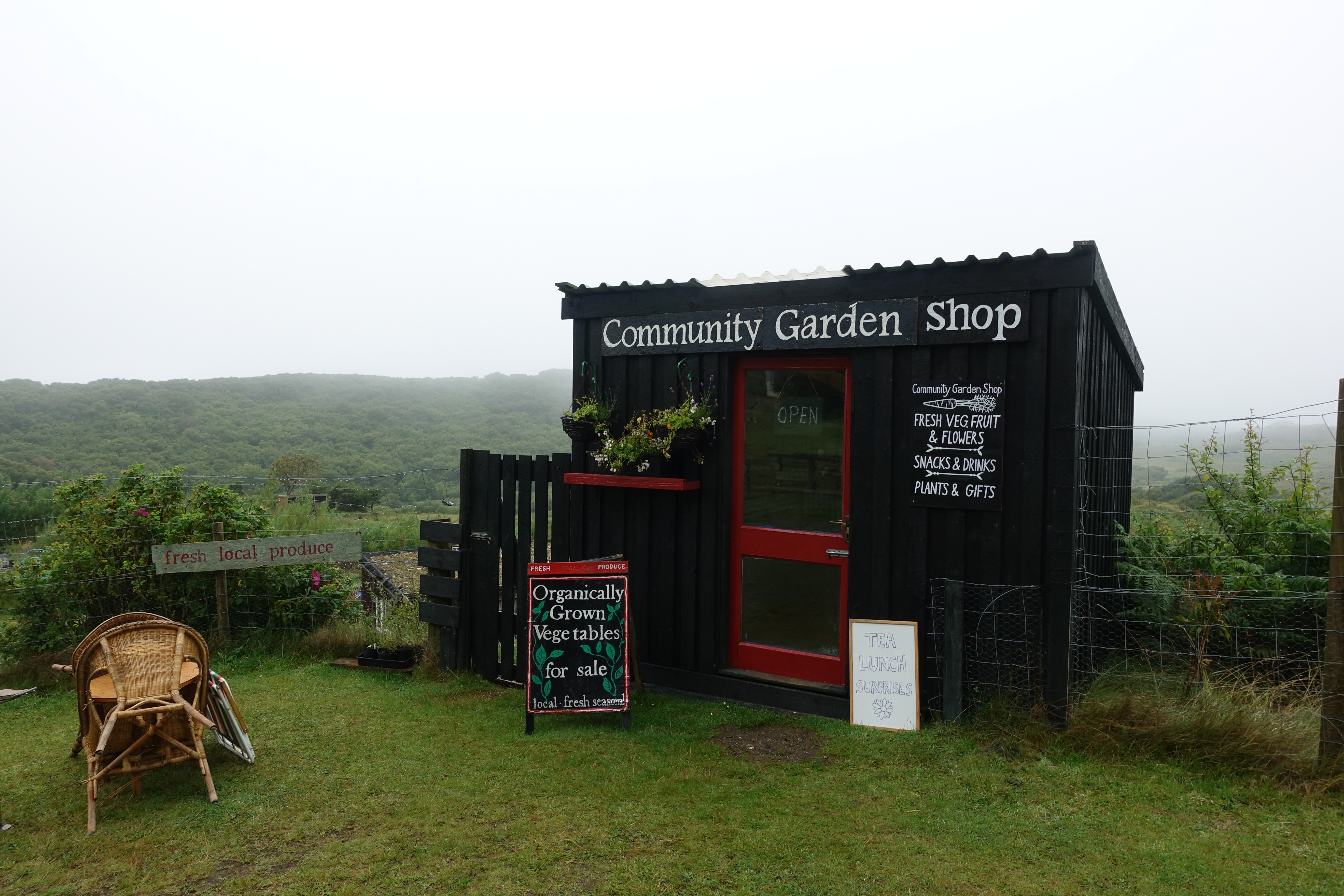 Community run outlet for locally grown produce. Approaching Kilchoan, Highlands. The most westerly village in Great Britain