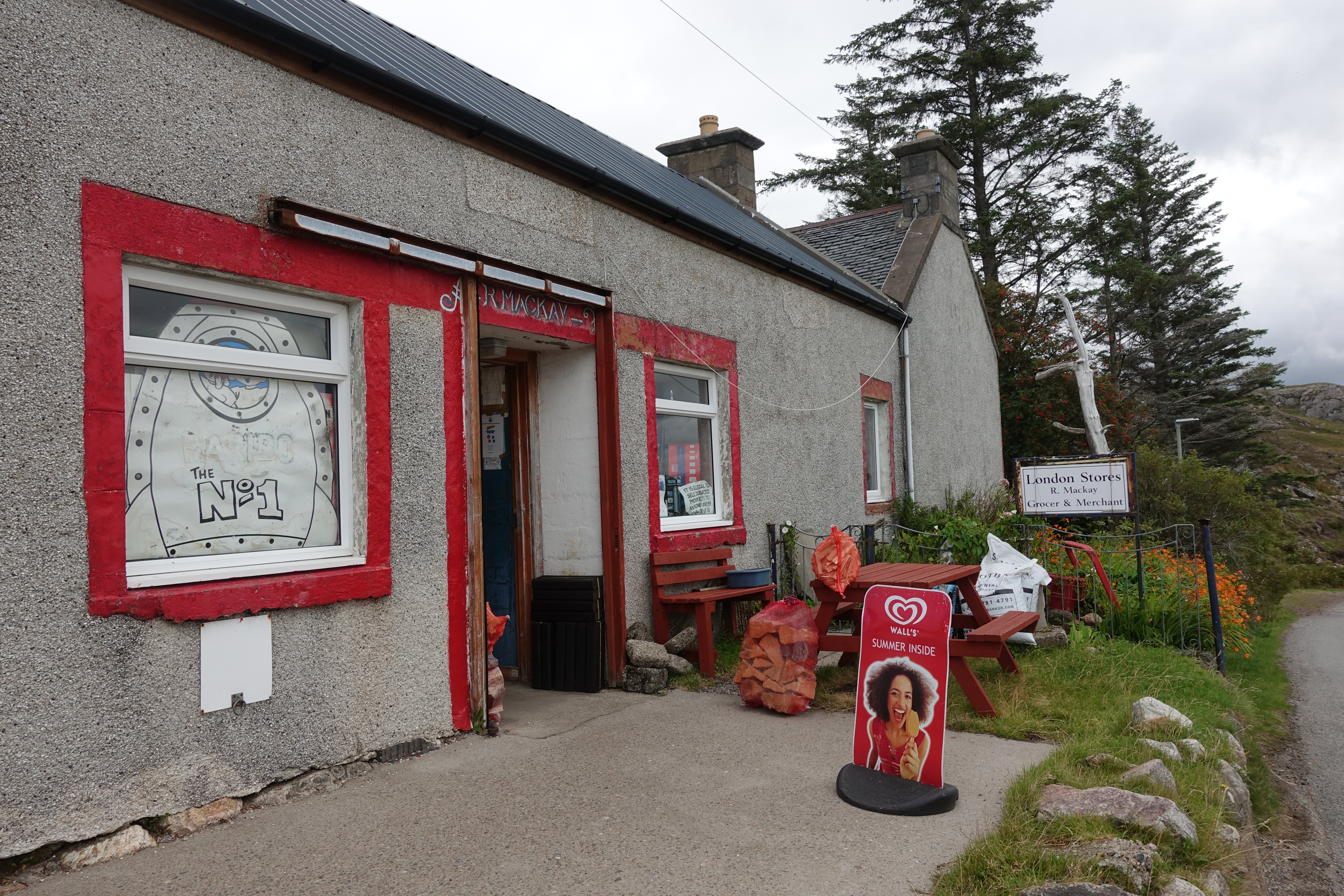 Mackay's London Stores at Badcall are well known as something as a Cape Wrath institution. One of the last good calls for food before the end of trail