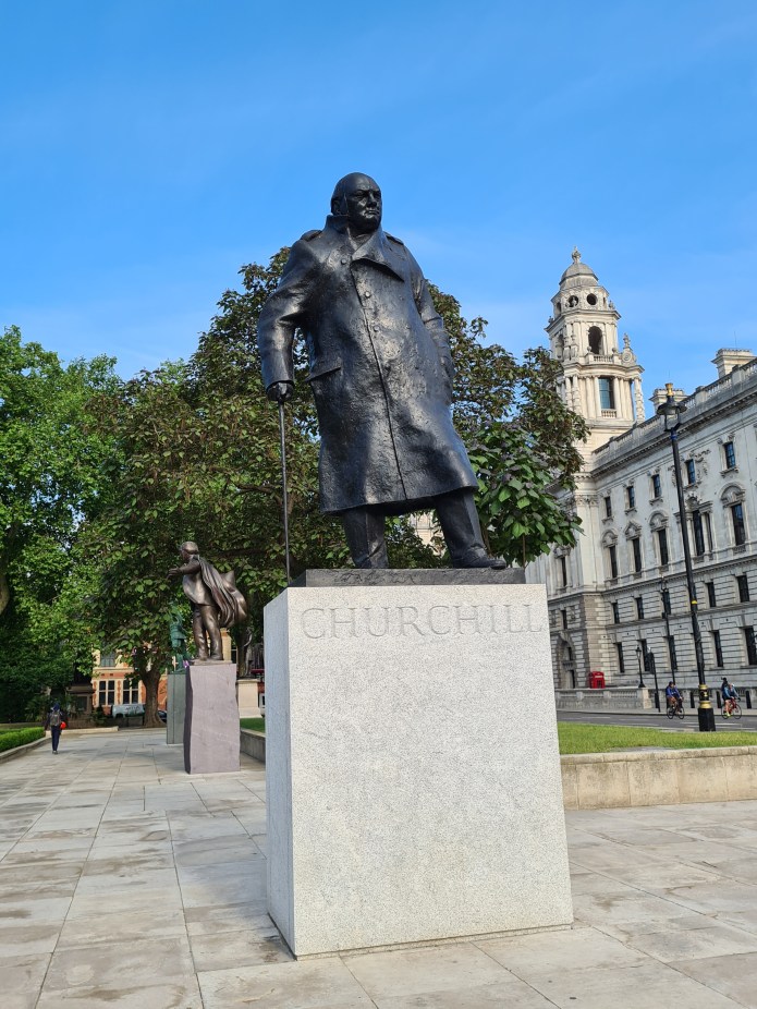 Winston Churchill. Ivor Roberts Jones,  David Lloyd George by Glynn Williams beyond. Parliament Square