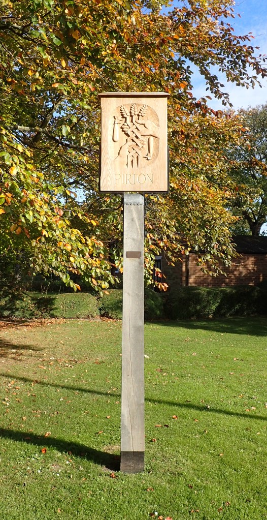 Pirton village sign, passed on the Icknield Way