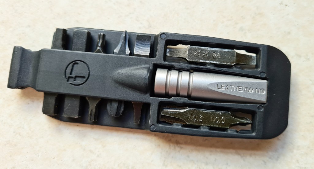 Removable Bit Driver, in holder, with two extra bits fitted in addition to the five supplied by Leatherman