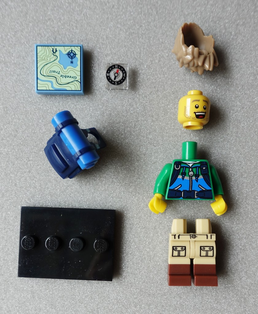 There are just eights parts to Lego Hiker, including the base on which he stands