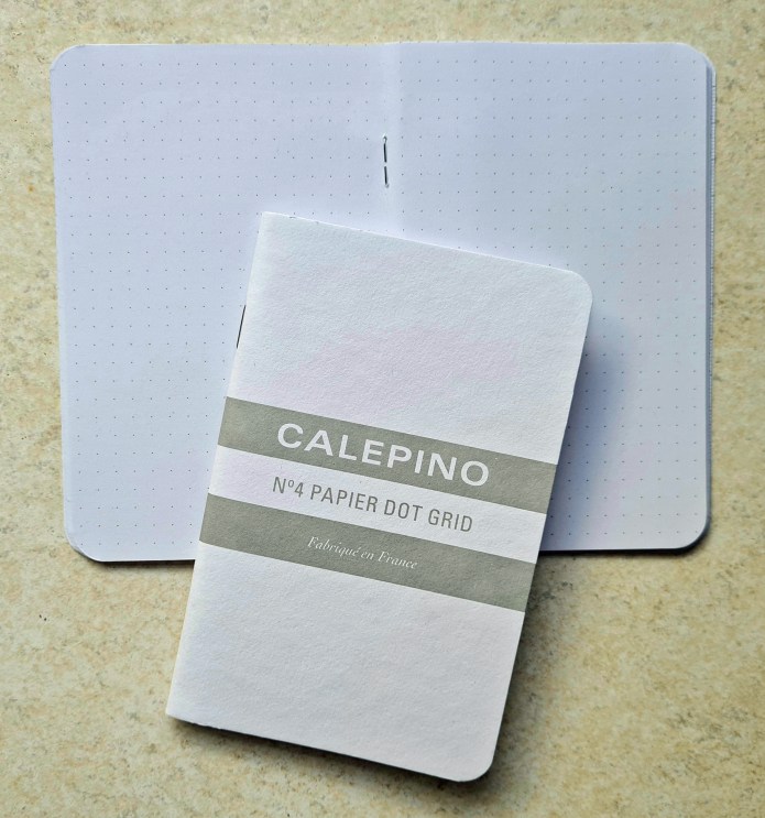 Calepino No. 4 Dot Grid. Product Details 48 pages, Dot Grid 3.5" x 5.5" / 9 cm x 14 cm Sold in packs of 3 The Dot Grid is printed with a light grey print on French 90G paper Staple binding Made in France