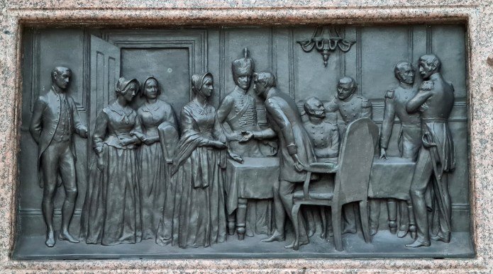 Florence Nightingale, plinth relief, three