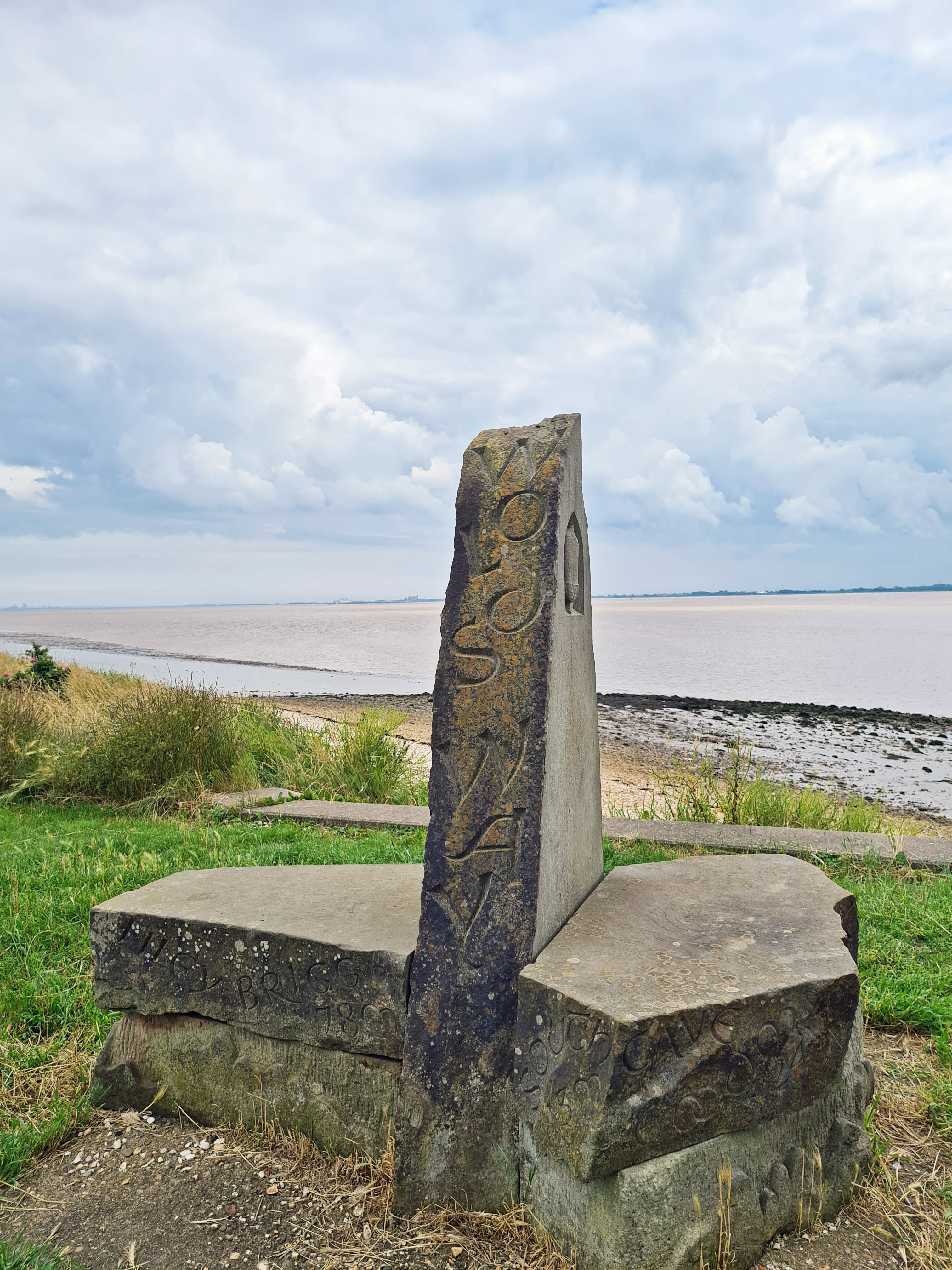 Many people walking the Yorkshire Wolds Way begin from the stone sculpture near the Humber Bridge