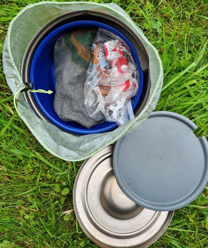 Oxo cubes tucked away in the Three Points of the Compass Brew Kit