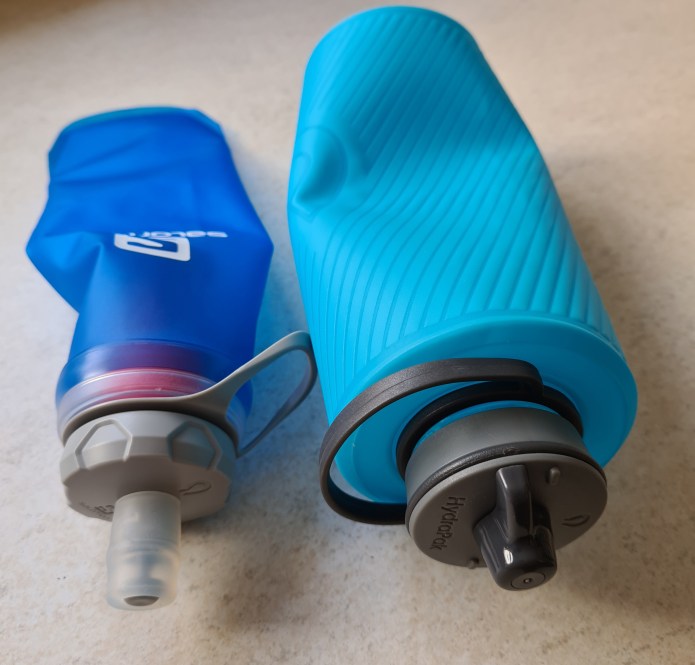 80g 1lt Hydrapak Flux with 59g 490ml Salomon Softflask XA filter