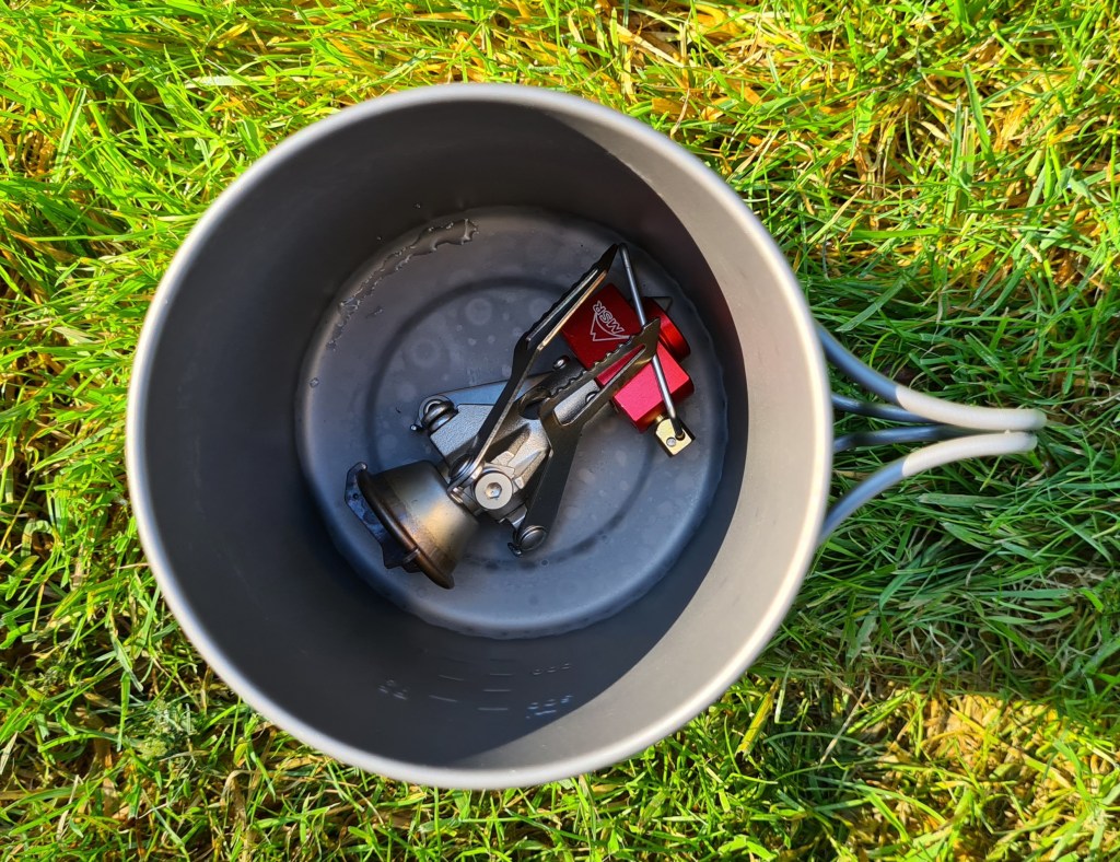 MSR Pocket Rocket 2 is small enough to fit inside most pots. It is swamped in the bottom of this 750ml Toaks