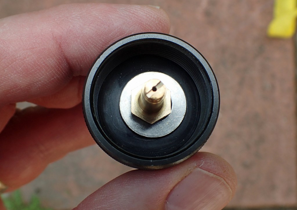 Propane gas cylinder adapter. There is no need to replace an unseated seal unless damaged, eased back into place this continues to work perfectly