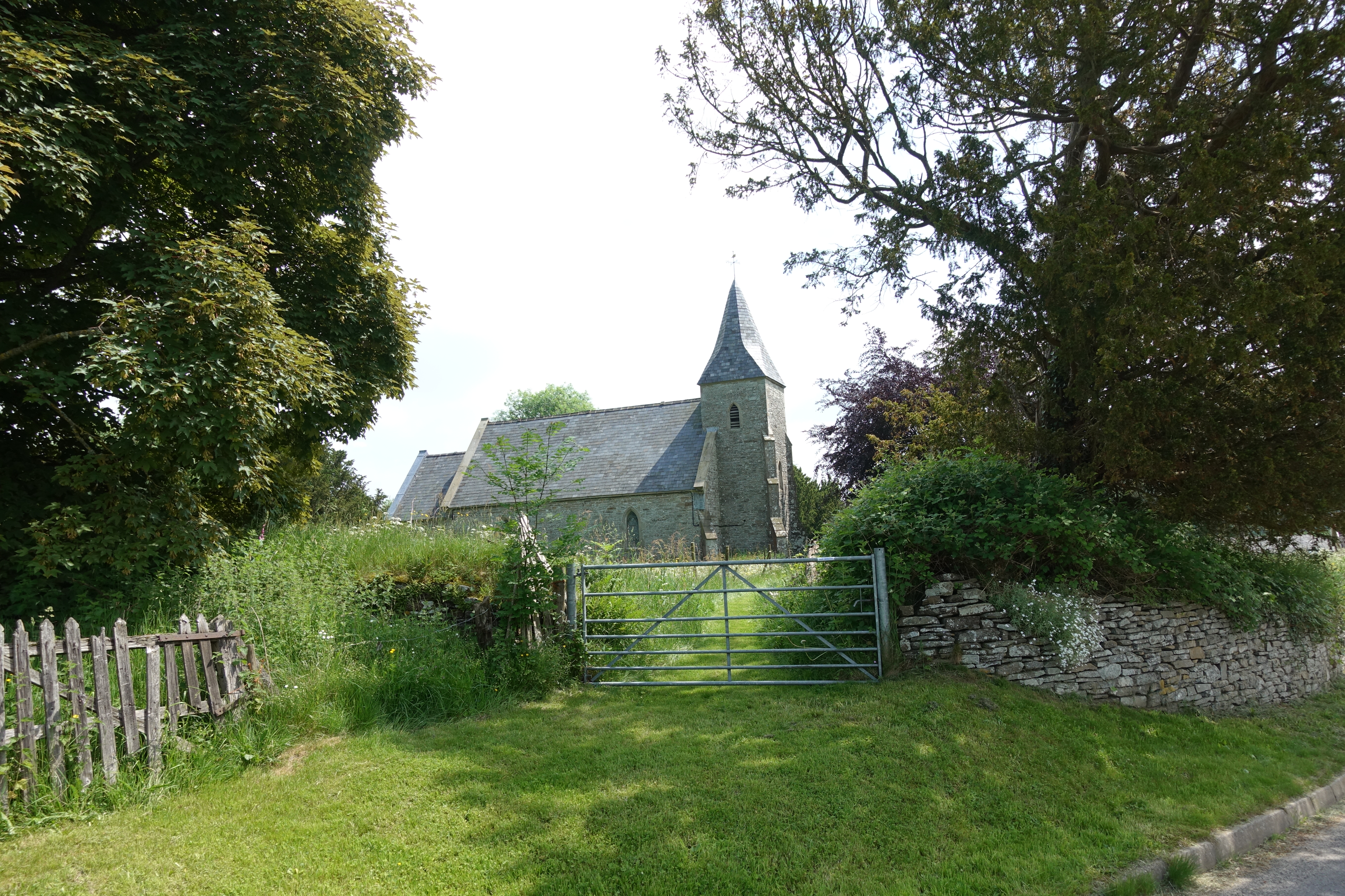 Sadly, not all ancient churchyard yews last foreever. The great storm of 1991 topled the ancient yew in the churchyard of St. Mary's, Newchurch, on the Offas Dyke Path, in 1991. The 1100 year old tree narrowlly missed the church. The handrail at the entrance steps was crafted from it's wood, as was the offertory plater used at Sunday worship