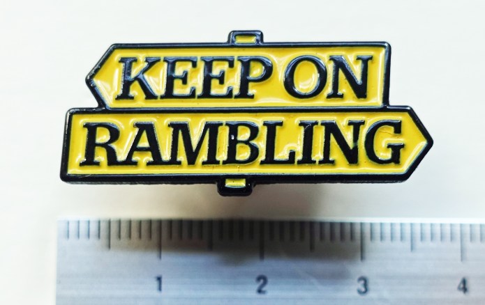 A 'Keep on Rambling' badge was produced by the RA and given away free in 2019 on the 70th anniversary of the 1949 National Parks and Access to the Countryside Act