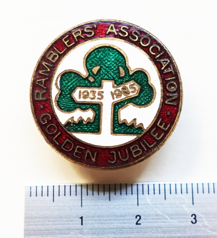 Ramblers' Association Golden Jubilee enamelled badge produced for the fiftieth anniversary in 1985