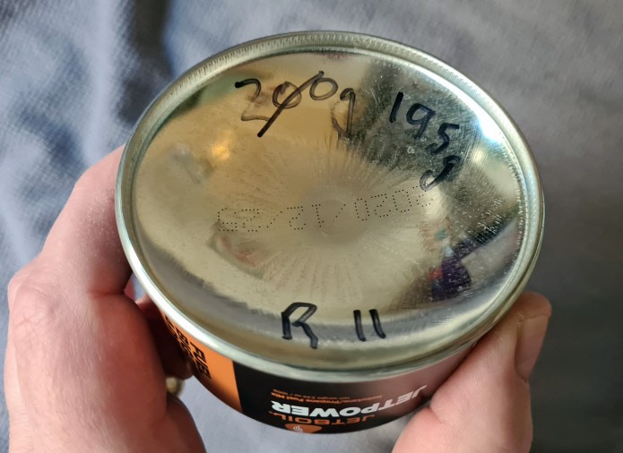 If you refill canisters it can also be helpful to mark how many times you have refuilled a particular canister. This small canister has been refilled twice