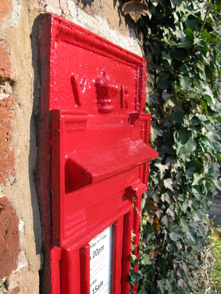 Side view of replacement aperture plate on Victorian wall box, Worcester