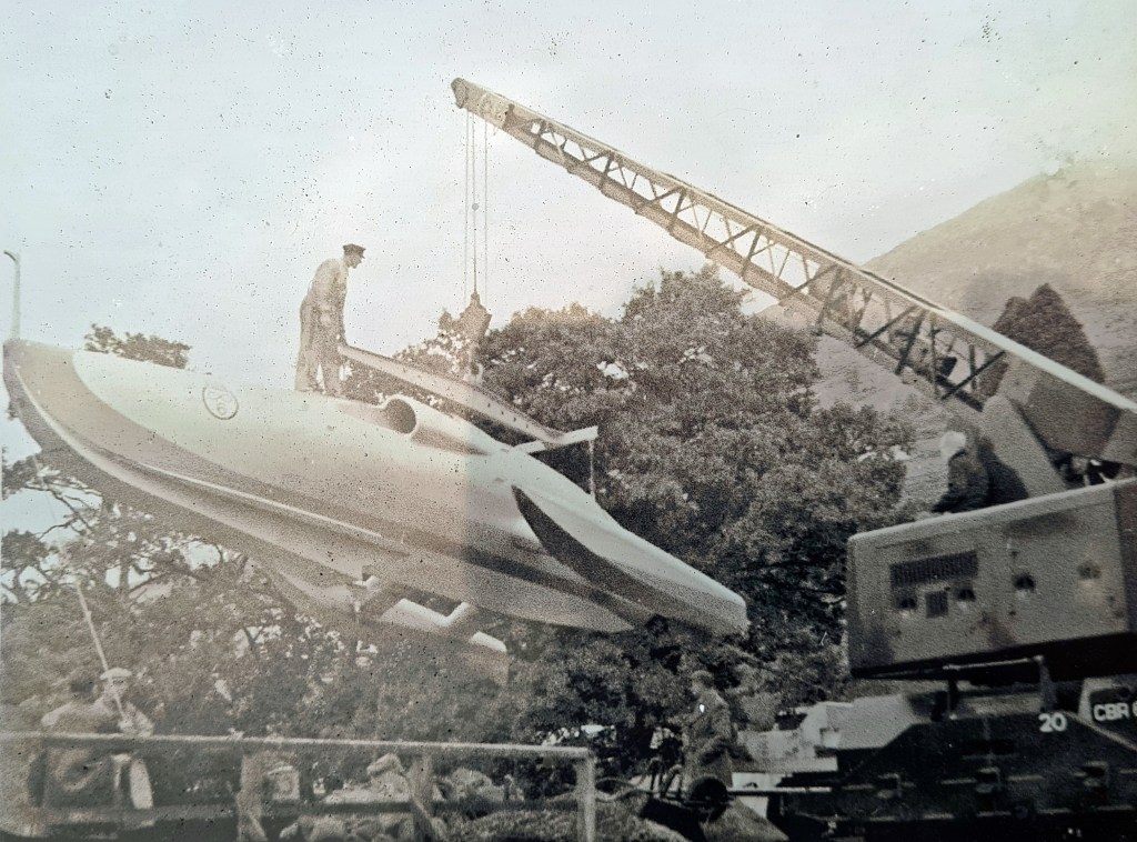 Crusader being lowered into the loch