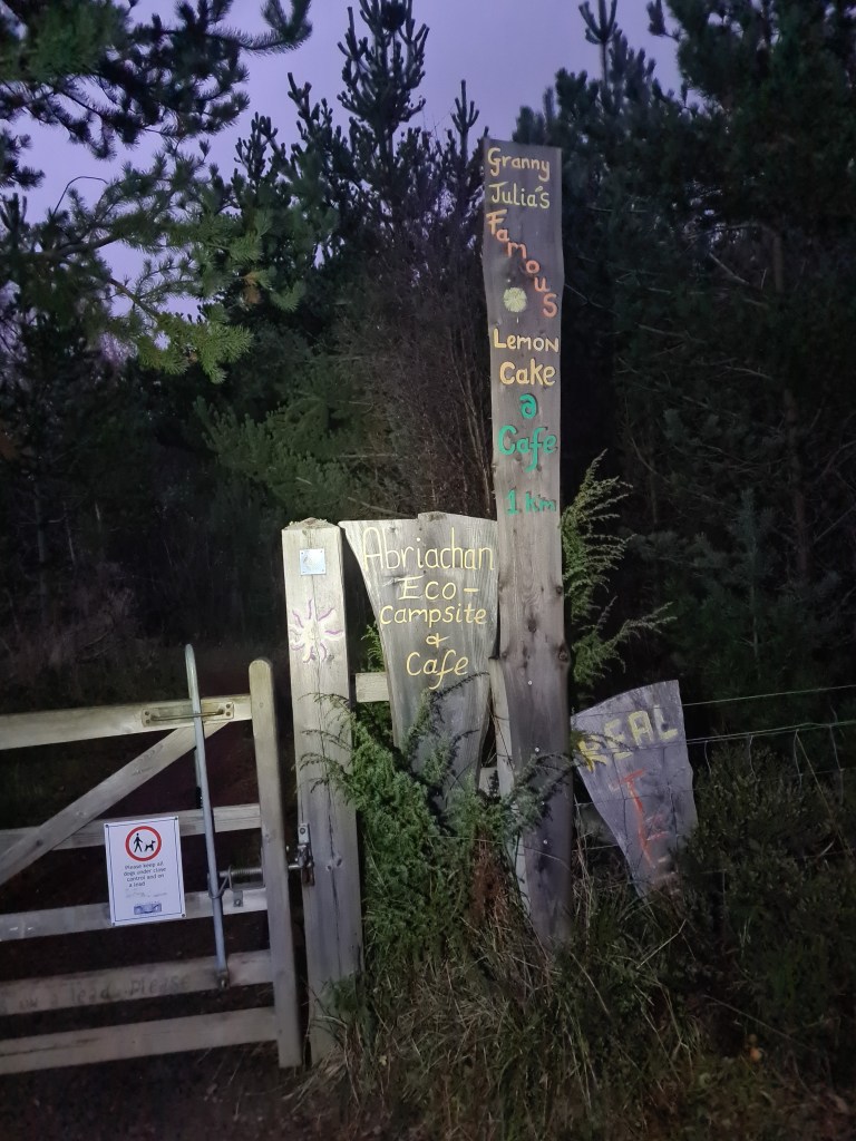 Turn off to the Abriachan Eco-Campsite and Cafe