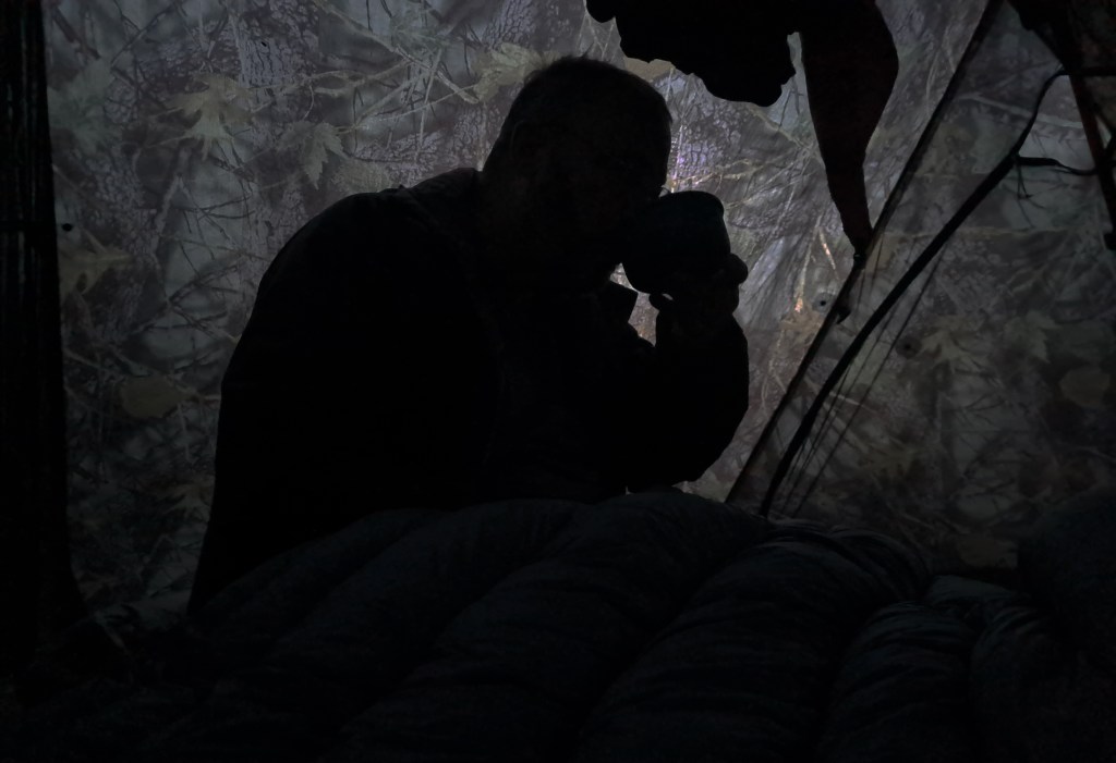 Strong tea on rising is a necessity for Three Points of the Compass of trail