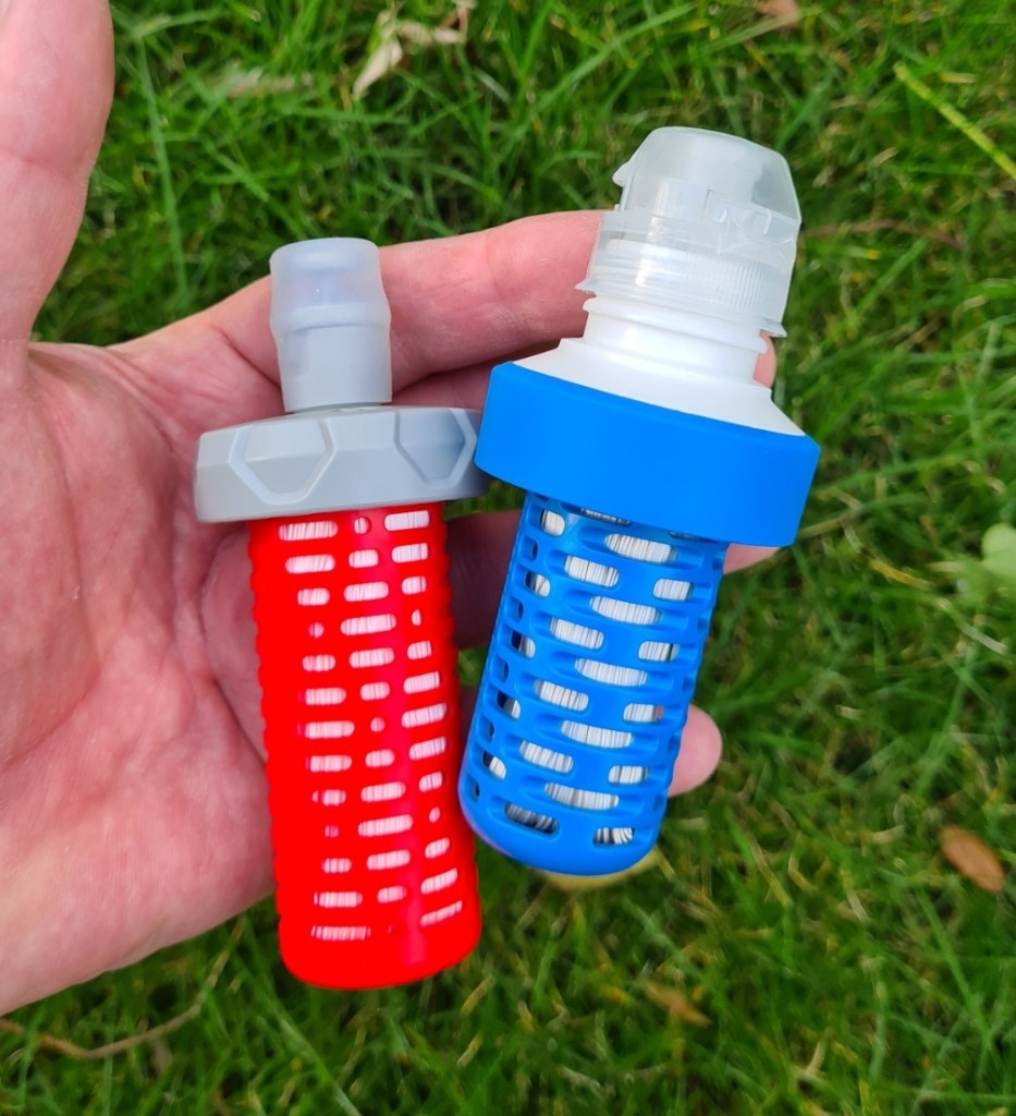 Red-bodied Salomon XA filter with blue-bodied BeFree filter