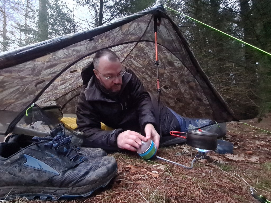 First night halt on Gritstone Trail. February 2022