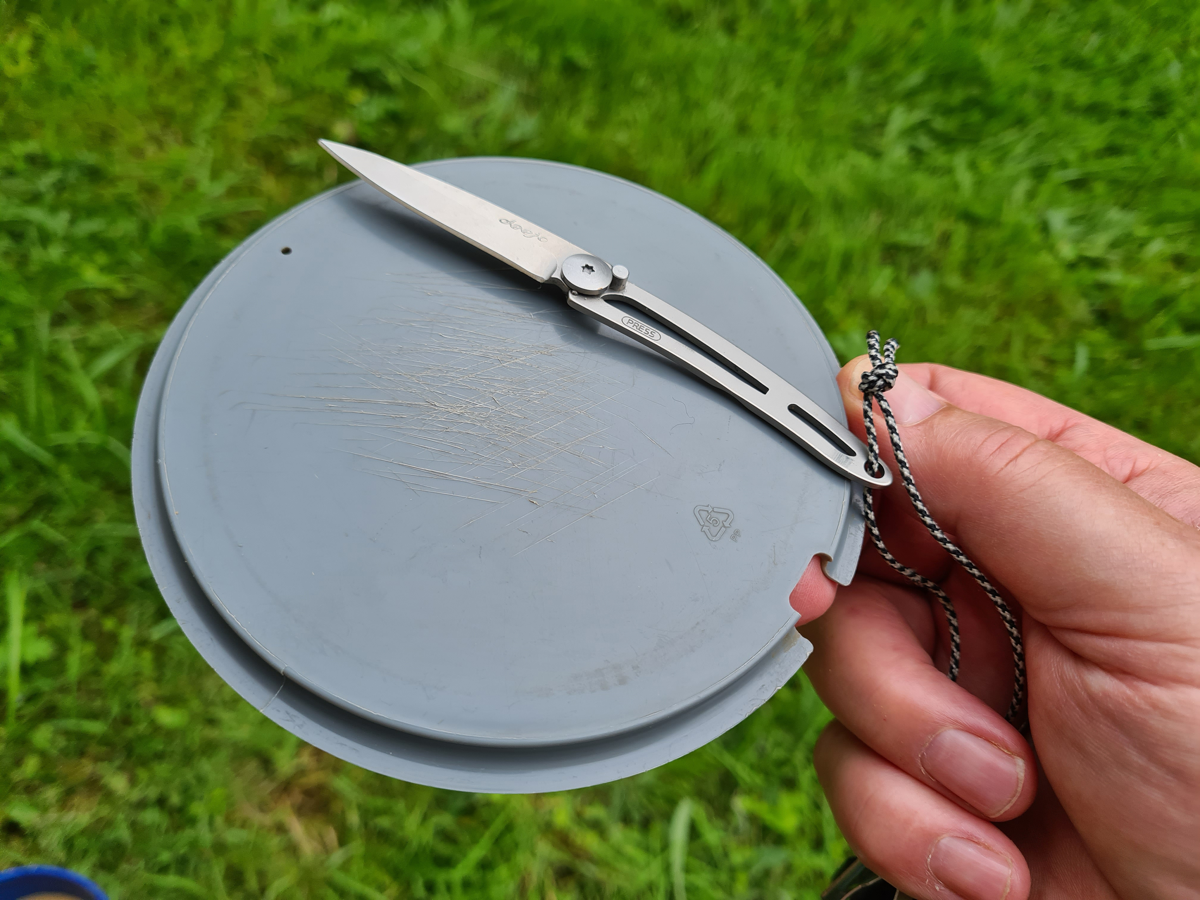 Inverted lid sometimes gets used as a cutting board