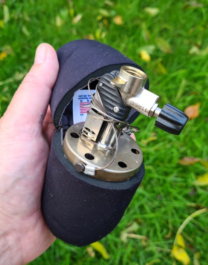 Primus Micron lantern packs well in UCO candle lantern cocoon