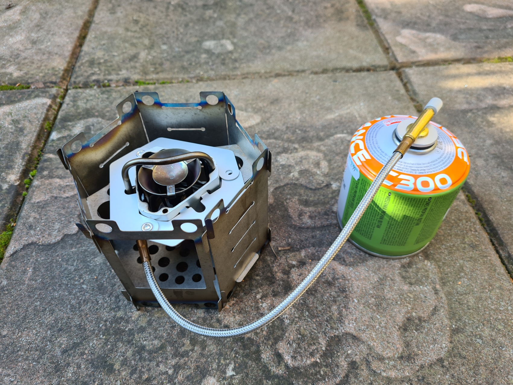 Edelrid installed in Honey Stove, using Tradapter, running with gas feed