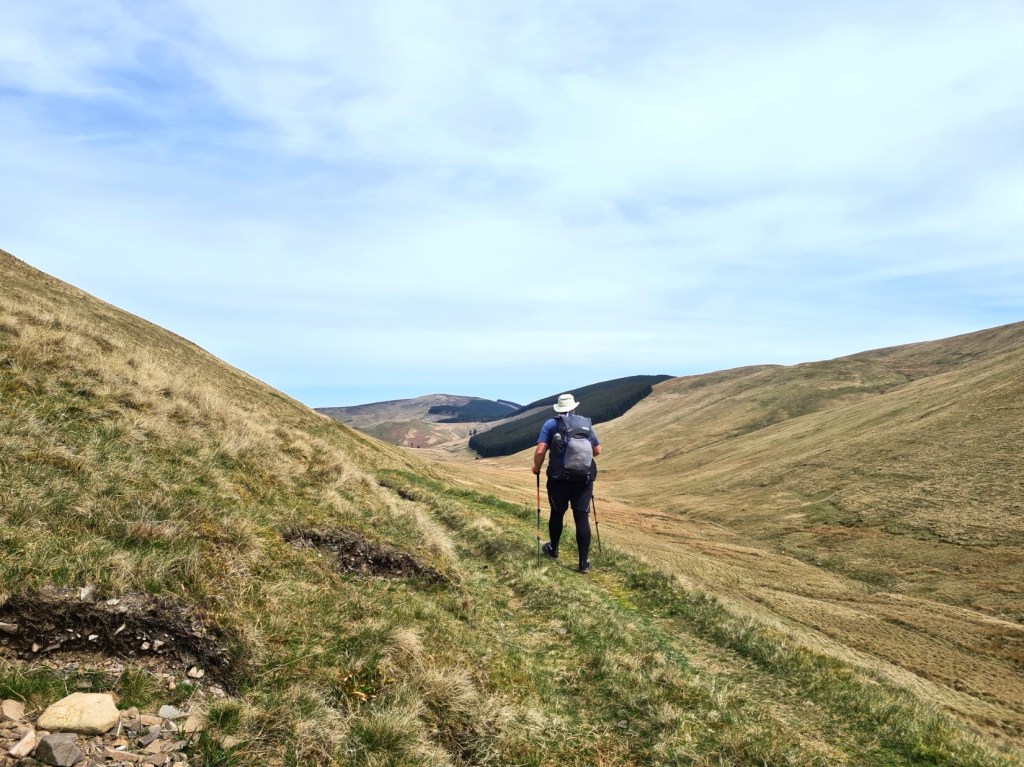 Leaving the Ettrick Valley behind, the Southern Upland Way follows a hill path through the Yarrow Valley to St. Mary's Loch