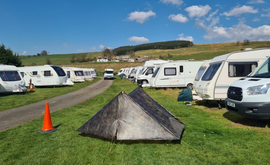 Night seven on trail was spent at a caravan storage site behind Sanquhar petrol station