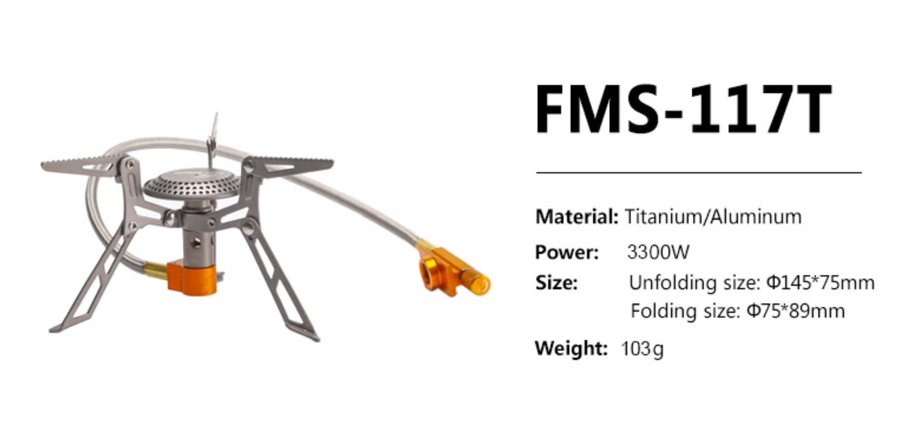 Fire Maple FMS-117T is a remote canister stove that uses the same wide burner head as many of the Fire Maple canister top stoves