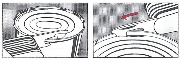 Can/tin opener is used in a forward cutting action